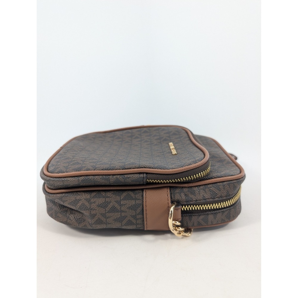 Michael Kors Jet Set Crossbody Bag Brown Logo Signature Acorn - FLAW - Picture 5 of 8